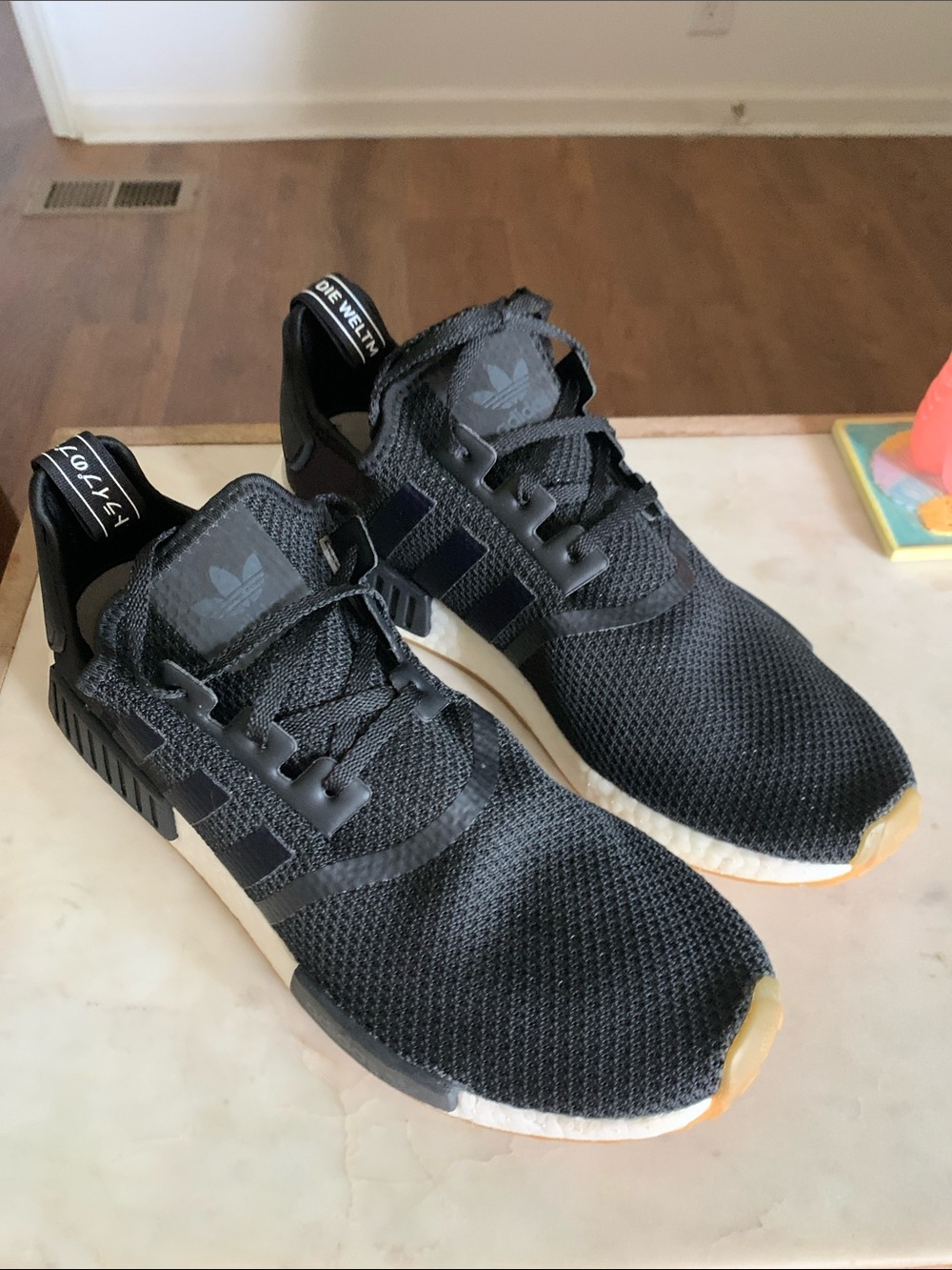 adidas Black Mesh NMD R1 Sneakers with White Midsole - Picture 2 of 5